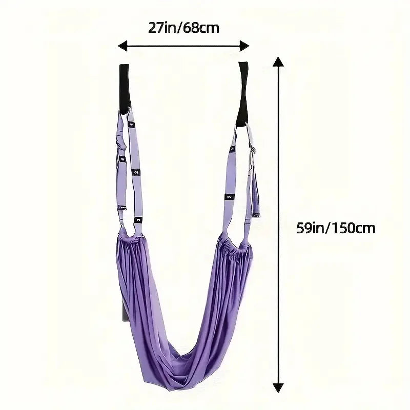 No-Install Purple Aerial Yoga Rope, Heavy-Duty Anti-Fray Yoga Hammock, Adjustable Length for Beginners & Pros