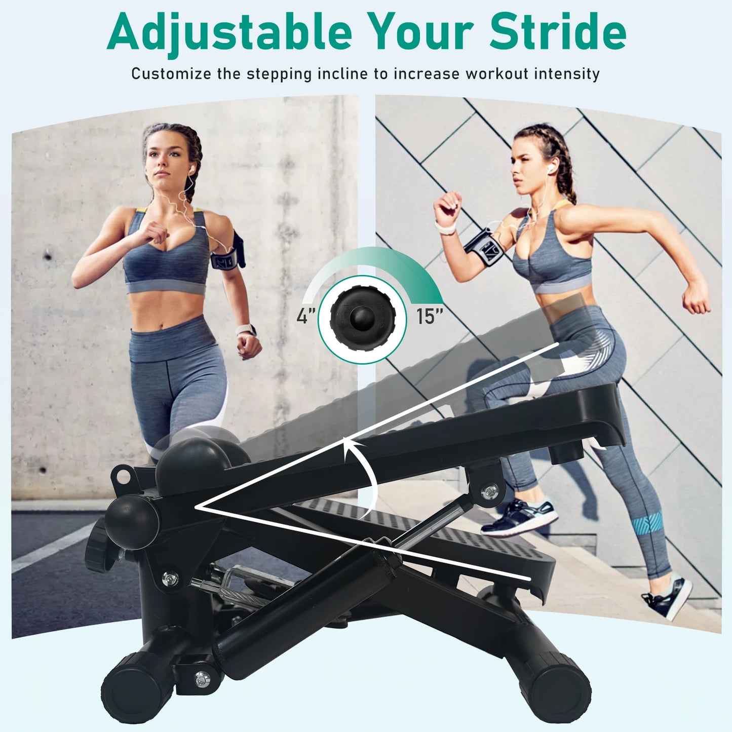 Stepper Exercise, Mini Stair, Under Desk Bike Pedal, LCD Monitor, Resistance Bands