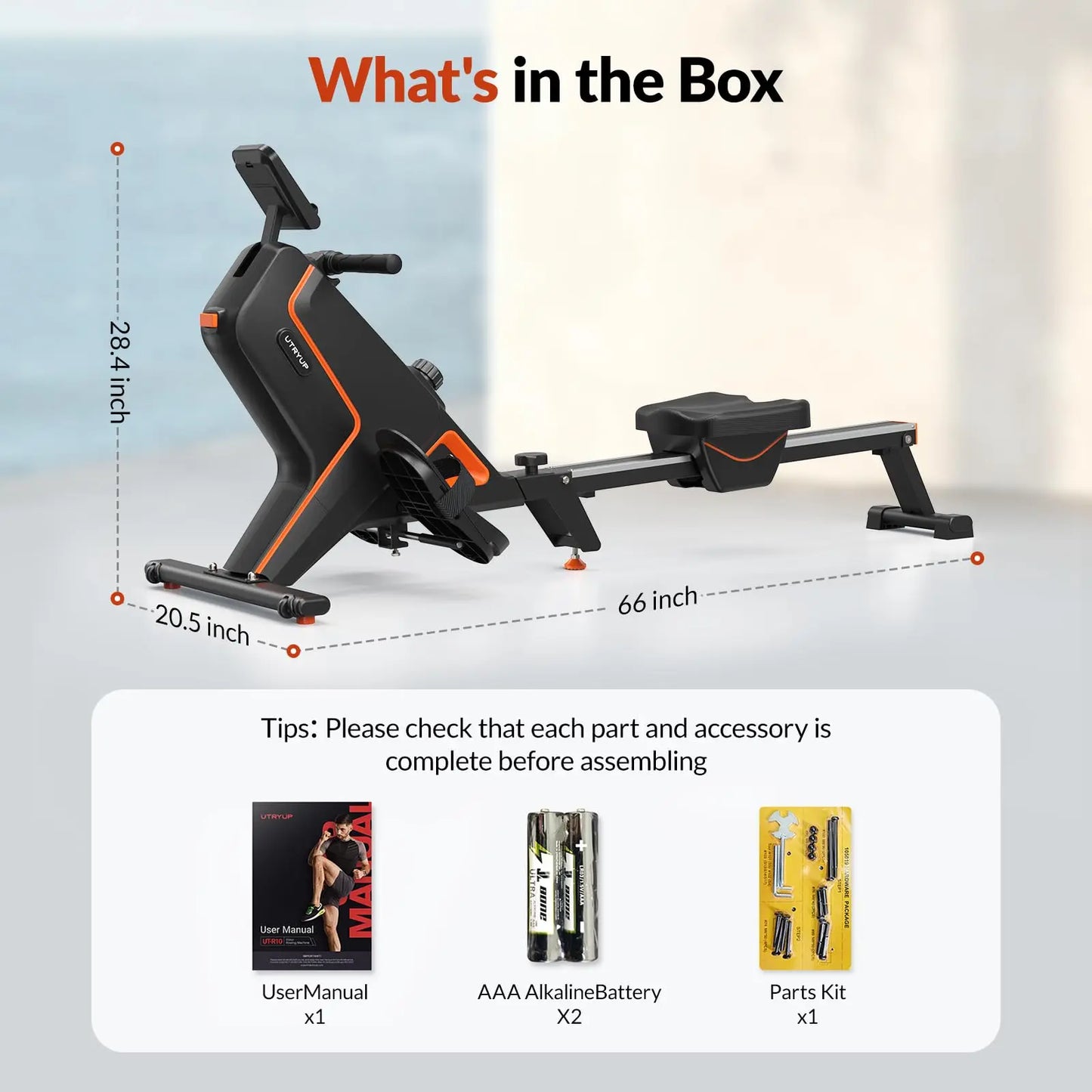 Magnetic, Water Rowing Machine,16 Levels, Foldable, Compact