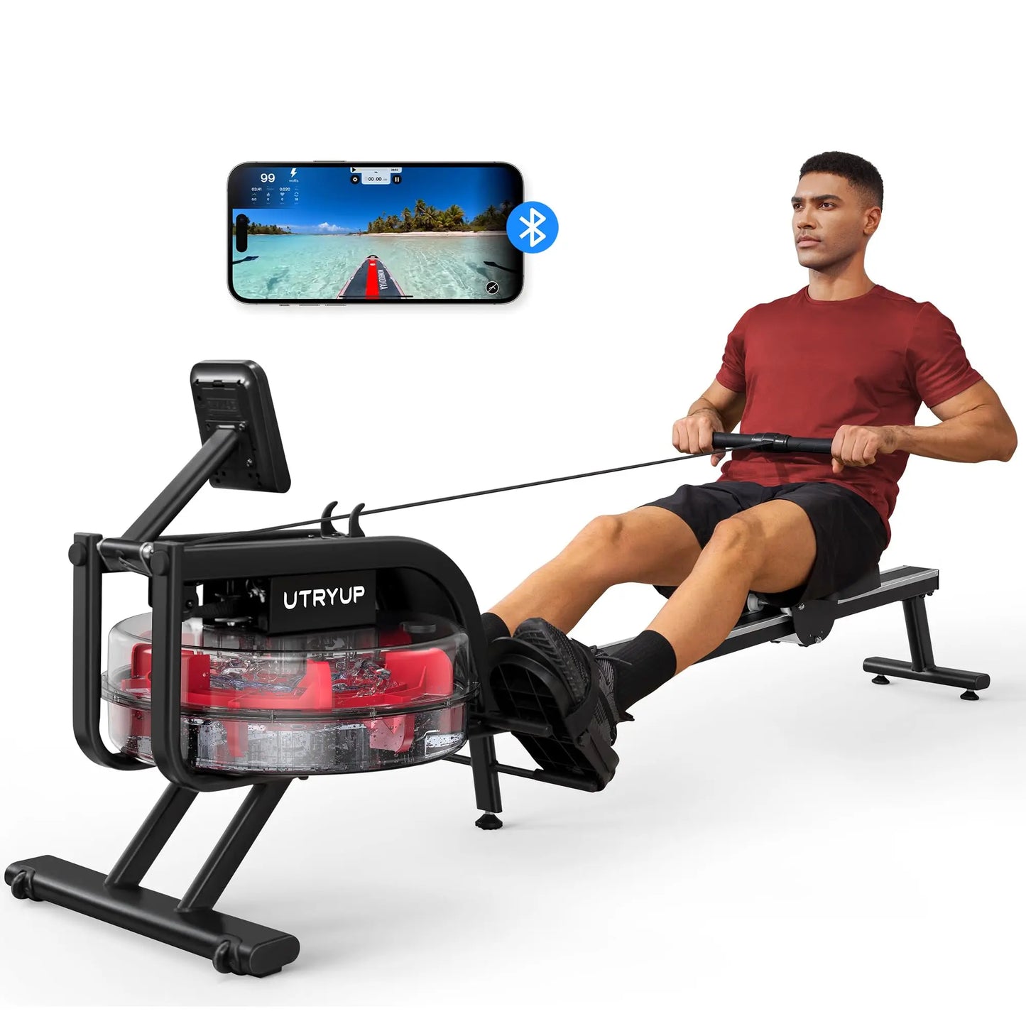 Magnetic, Water Rowing Machine,16 Levels, Foldable, Compact