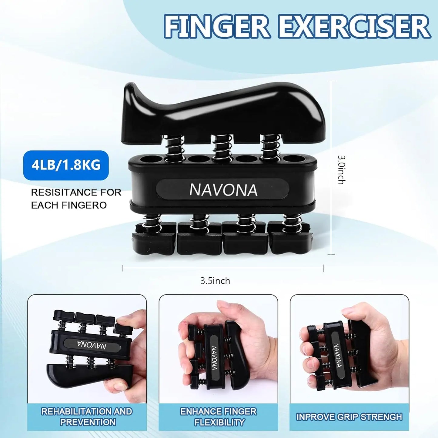 Grip Trainer Kit: Adjustable Hand Gripper, Finger/Hand Exercisers, Stress Ball, Forearm Ring, Muscle Build/Injury Recovery