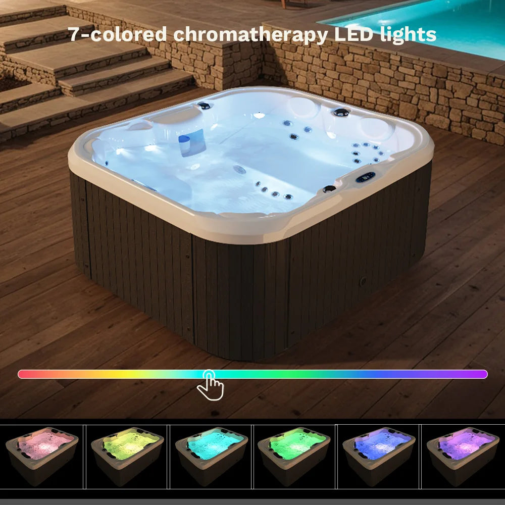 2 To 4 Person 25-Jet Outdoor Hot Tub, Intelligent Control, Water Purification, Family Spa
