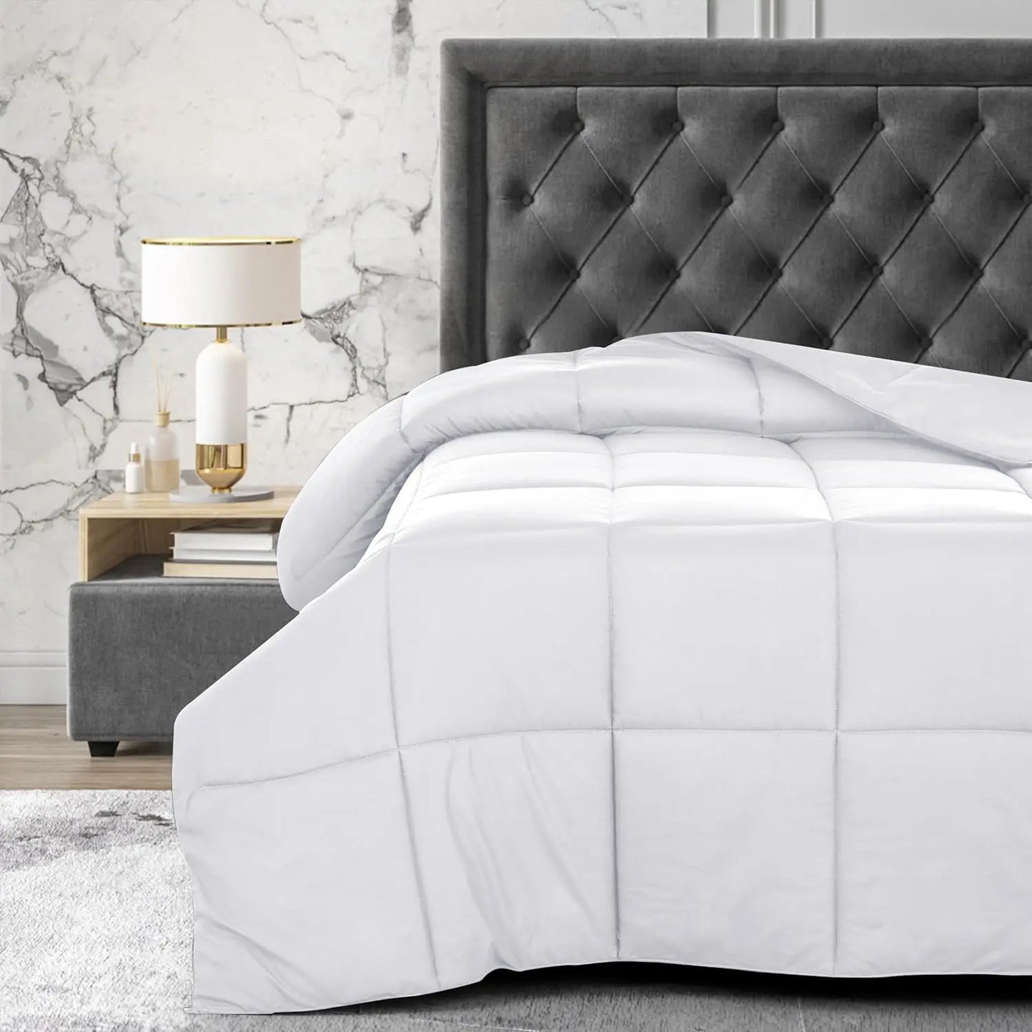1Pc Bed Comforter, Down Alternative Box, Stitched Fluffy Comforter, Duvet Insert