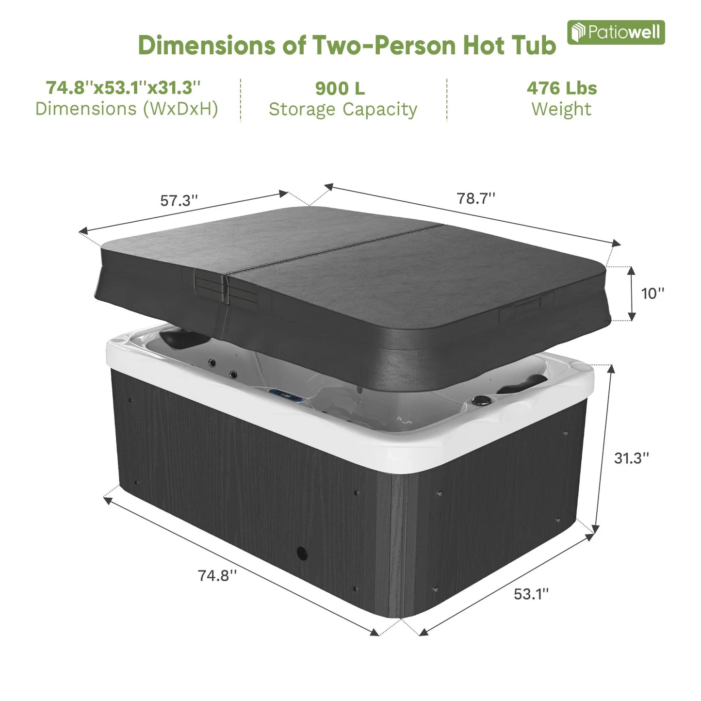 2 To 4 Person 25-Jet Outdoor Hot Tub, Intelligent Control, Water Purification, Family Spa