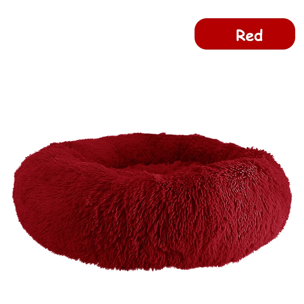 Donut Dog/Cat Calming Bed, Warm Soft Long Plush, Washable