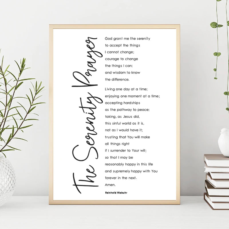 The Serenity Prayer Bible Verse Quote Poster, Christian Wall Art, Canvas Print