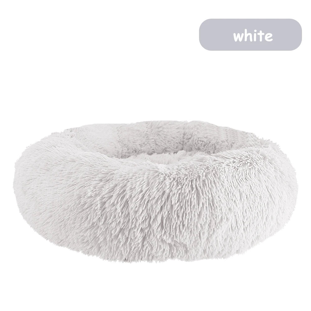 Donut Dog/Cat Calming Bed, Warm Soft Long Plush, Washable