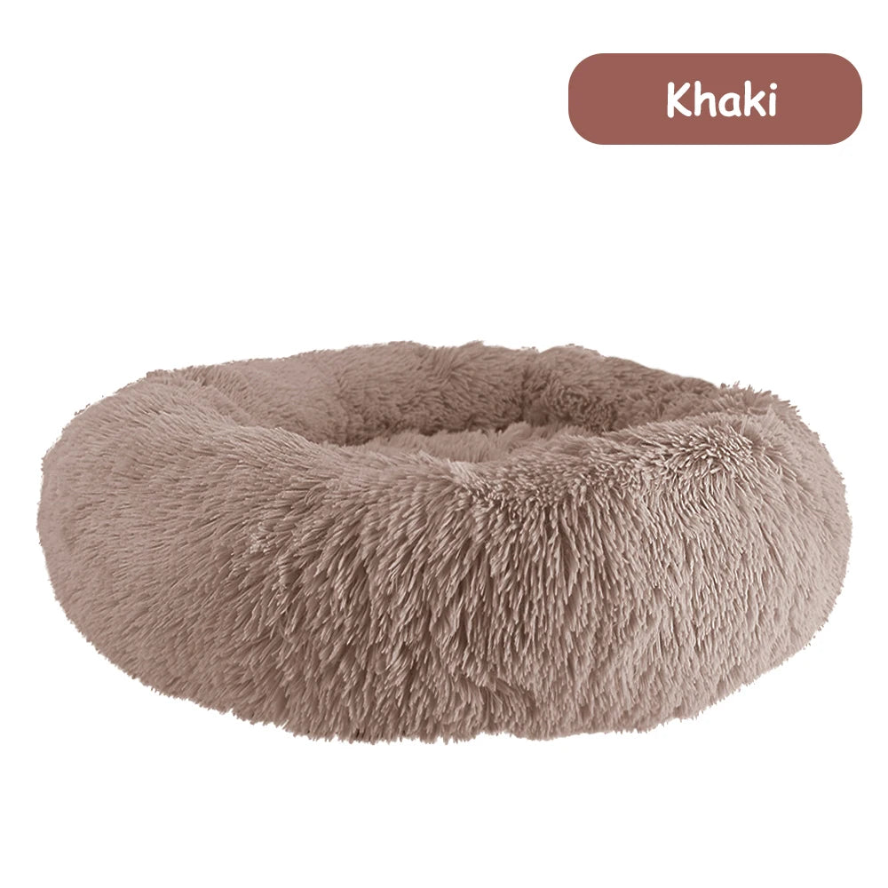 Donut Dog/Cat Calming Bed, Warm Soft Long Plush, Washable