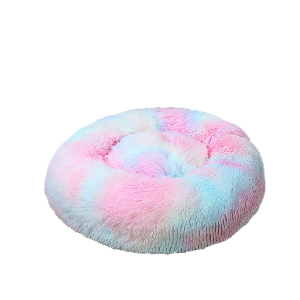 Donut Dog/Cat Calming Bed, Warm Soft Long Plush, Washable