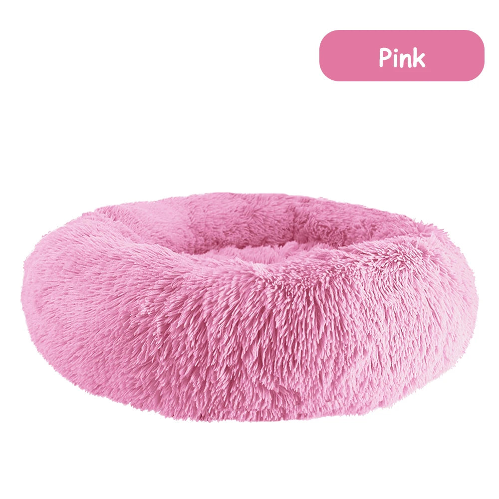 Donut Dog/Cat Calming Bed, Warm Soft Long Plush, Washable