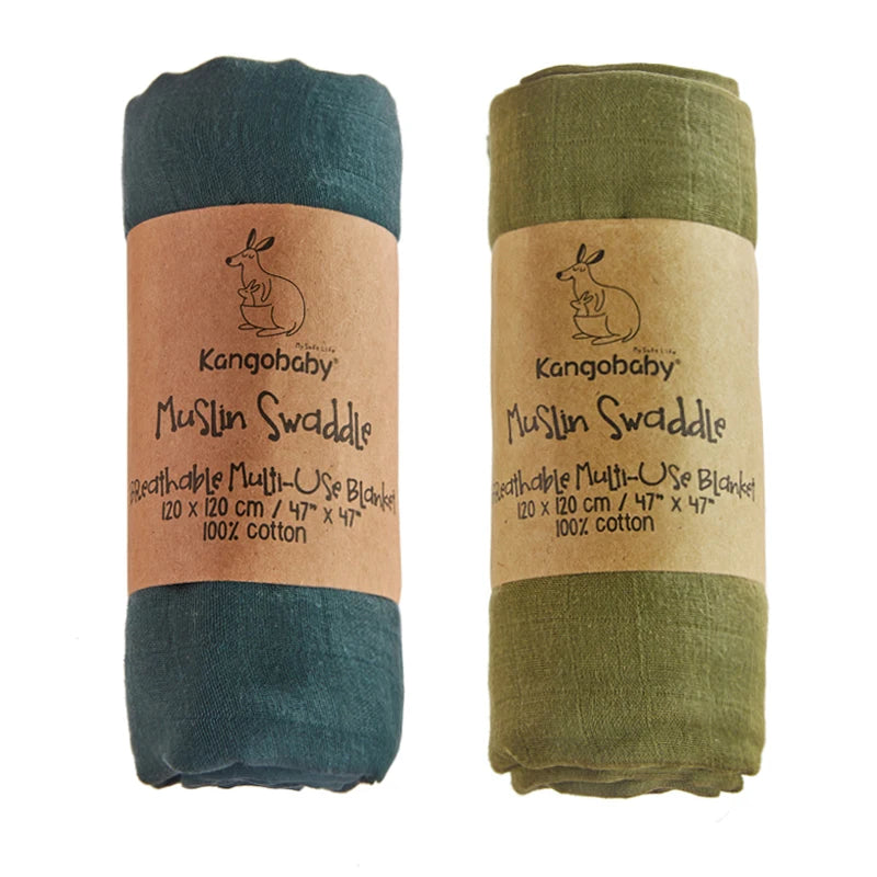 100% Cotton Baby Muslin Swaddle Blanket, Newborn Bath Towel, Infant Wrap