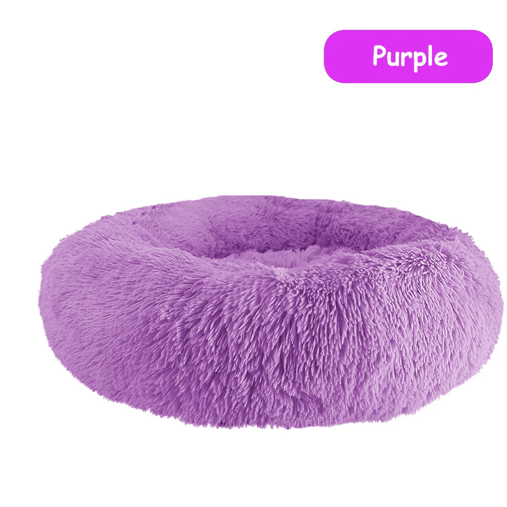 Donut Dog/Cat Calming Bed, Warm Soft Long Plush, Washable