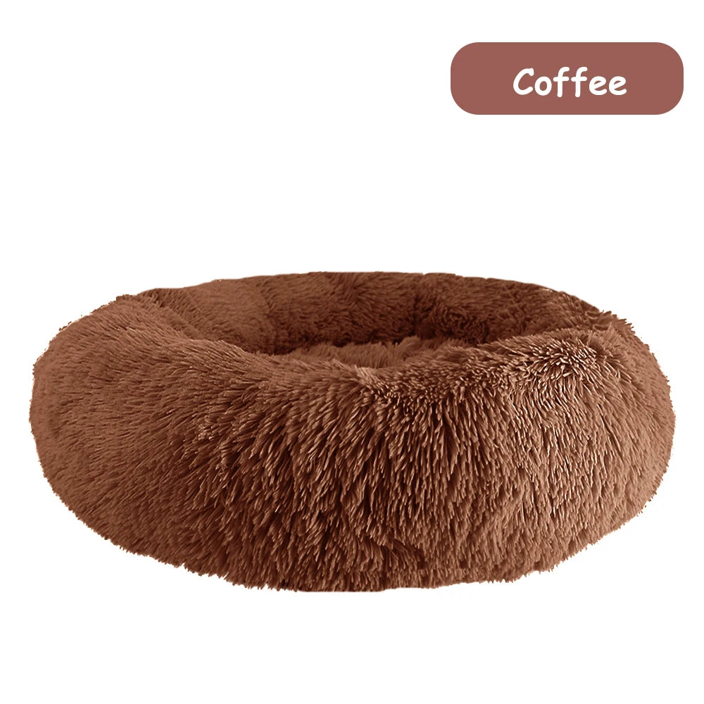 Donut Dog/Cat Calming Bed, Warm Soft Long Plush, Washable