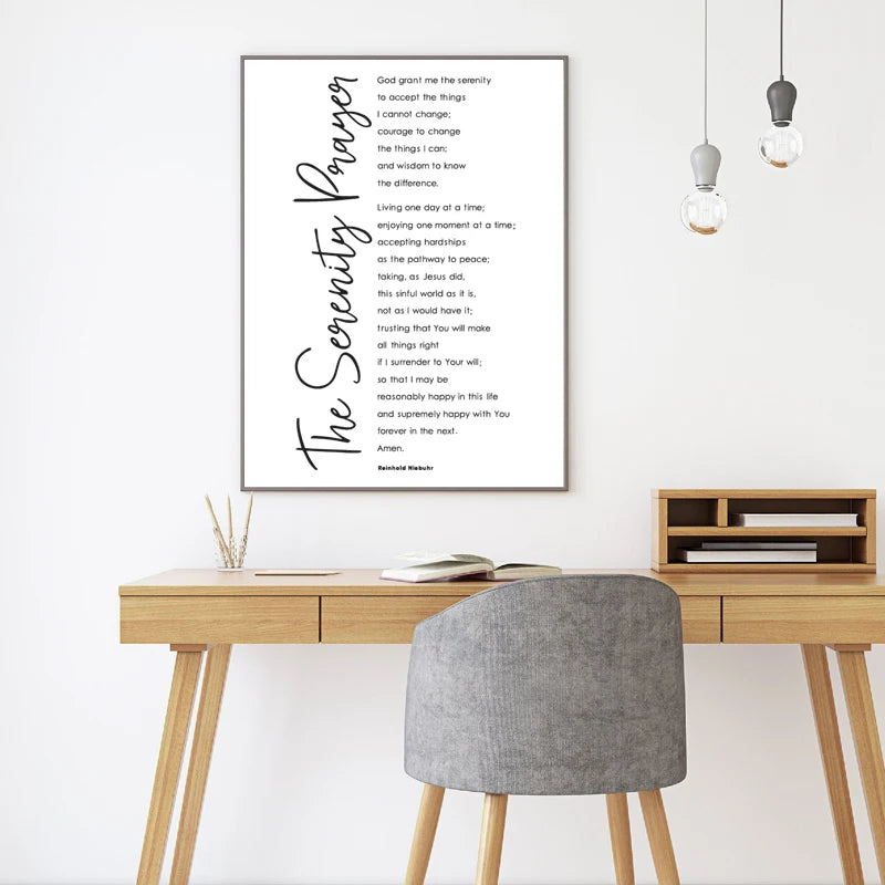 The Serenity Prayer Bible Verse Quote Poster, Christian Wall Art, Canvas Print