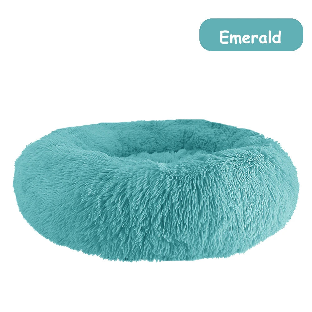 Donut Dog/Cat Calming Bed, Warm Soft Long Plush, Washable