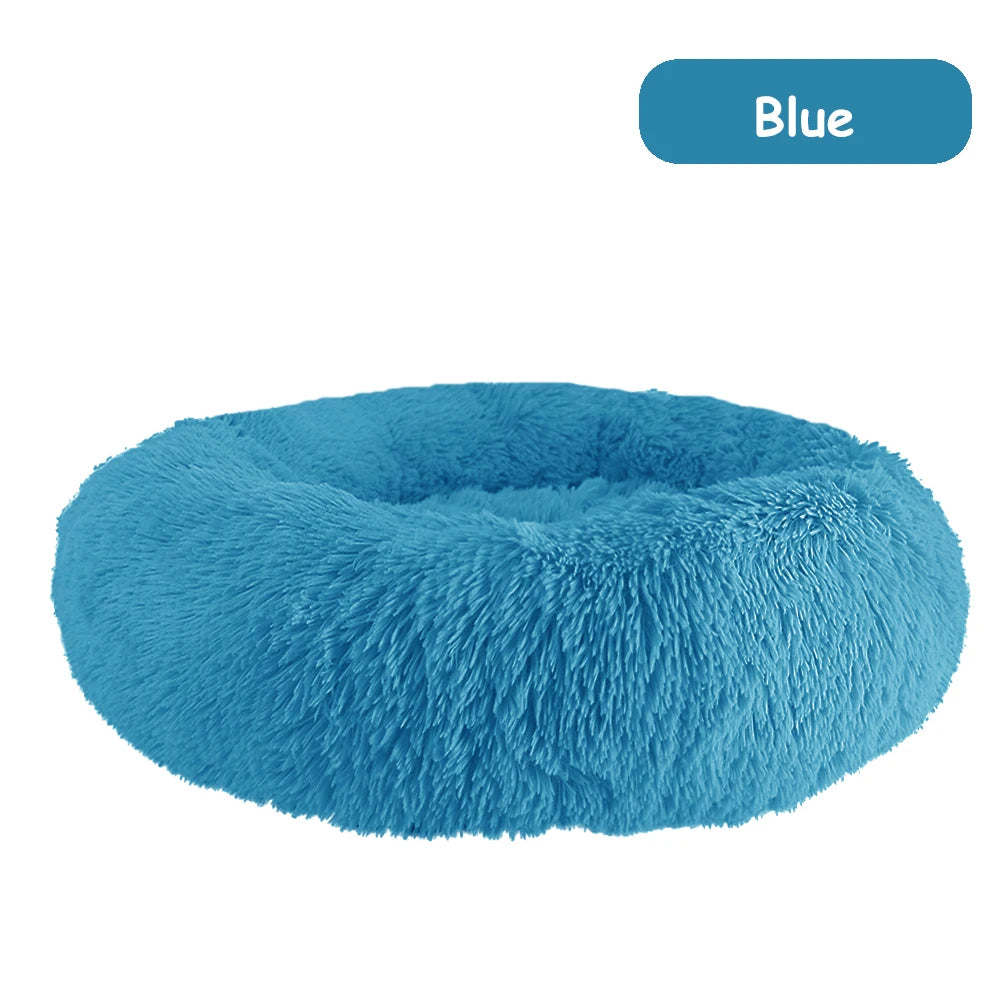 Donut Dog/Cat Calming Bed, Warm Soft Long Plush, Washable