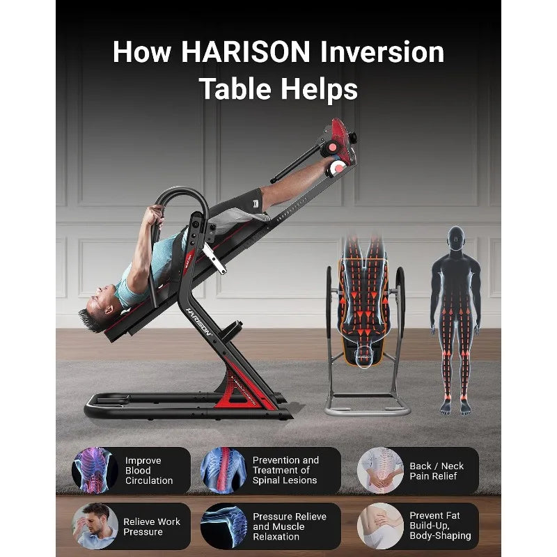 Heavy Duty Inversion Table, Back Pain Relief, 350 LBS Capacity, 3D Memory Foam
