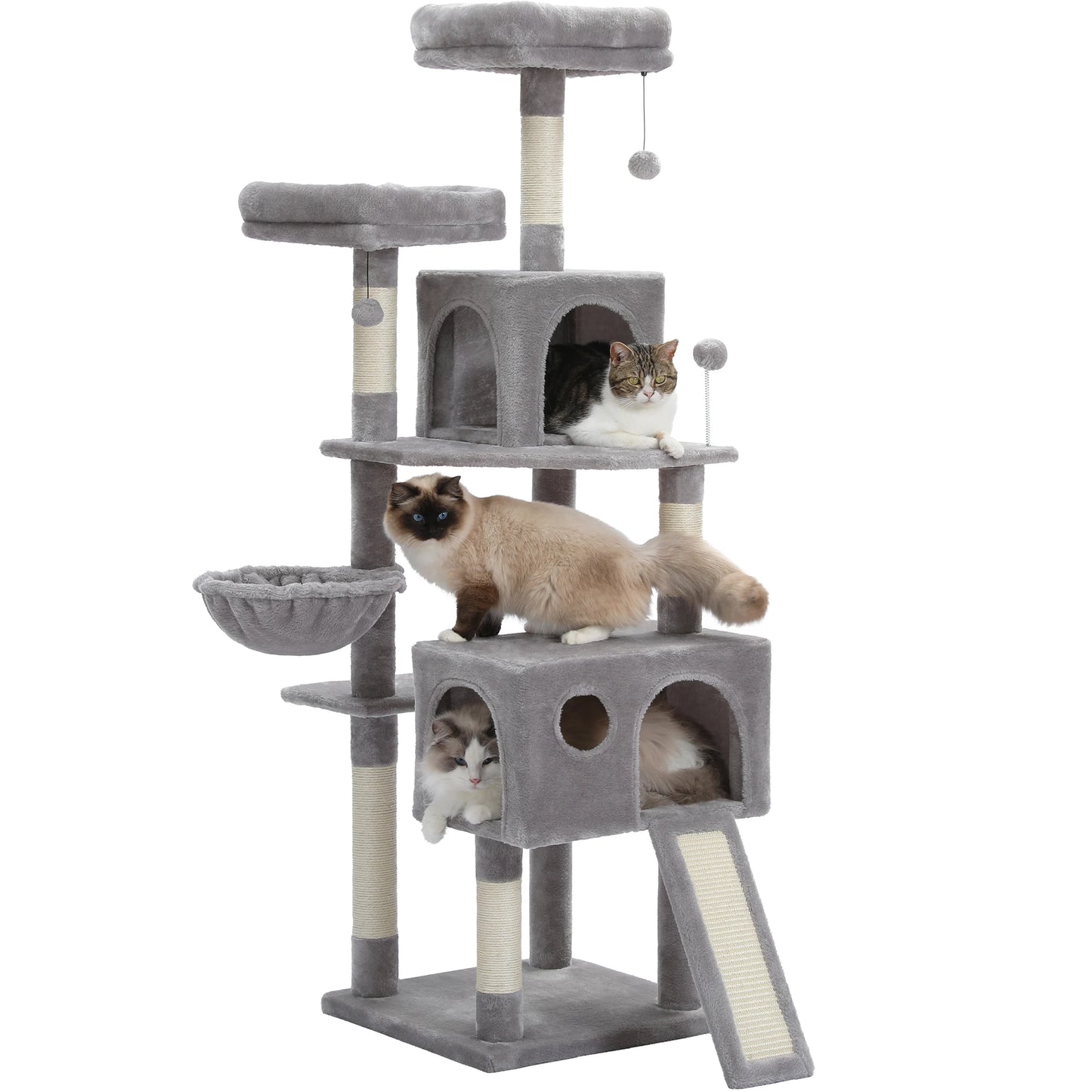 Multi-Level Tree for Cats, Large, Comfortable Condo, Stable Climbing Frame, Scratch Board