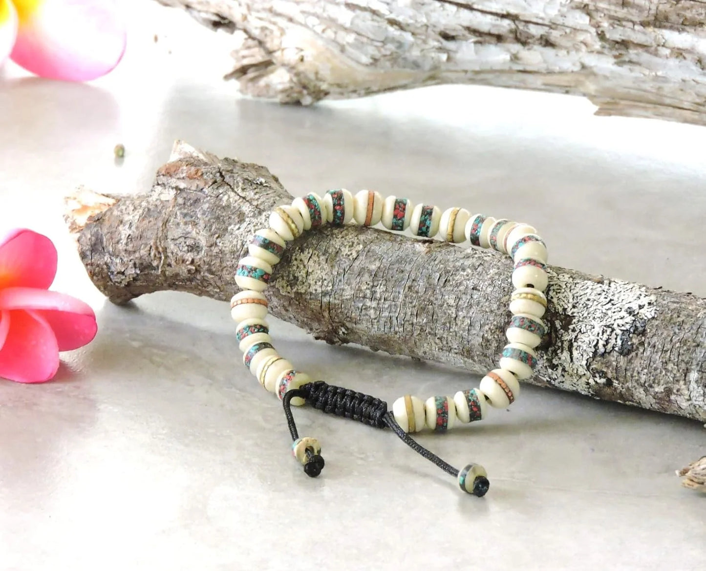 Tibetan Mala Embedded Medicine, Wrist, Meditation, Handmade