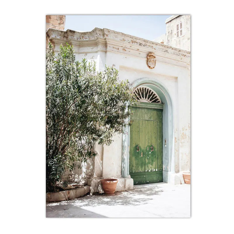 Spanish Italy Puglia Architecture Posters, Canvas Painting, Green Leaves, Indoor Plants, Wall Art Print Pictures
