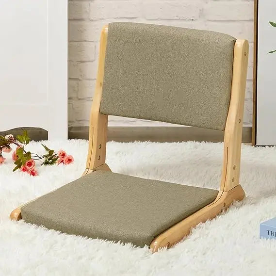 Japanese-Style Foldable Floor Chair with Cushion and Back Support for Meditation and Bay Window Relaxation