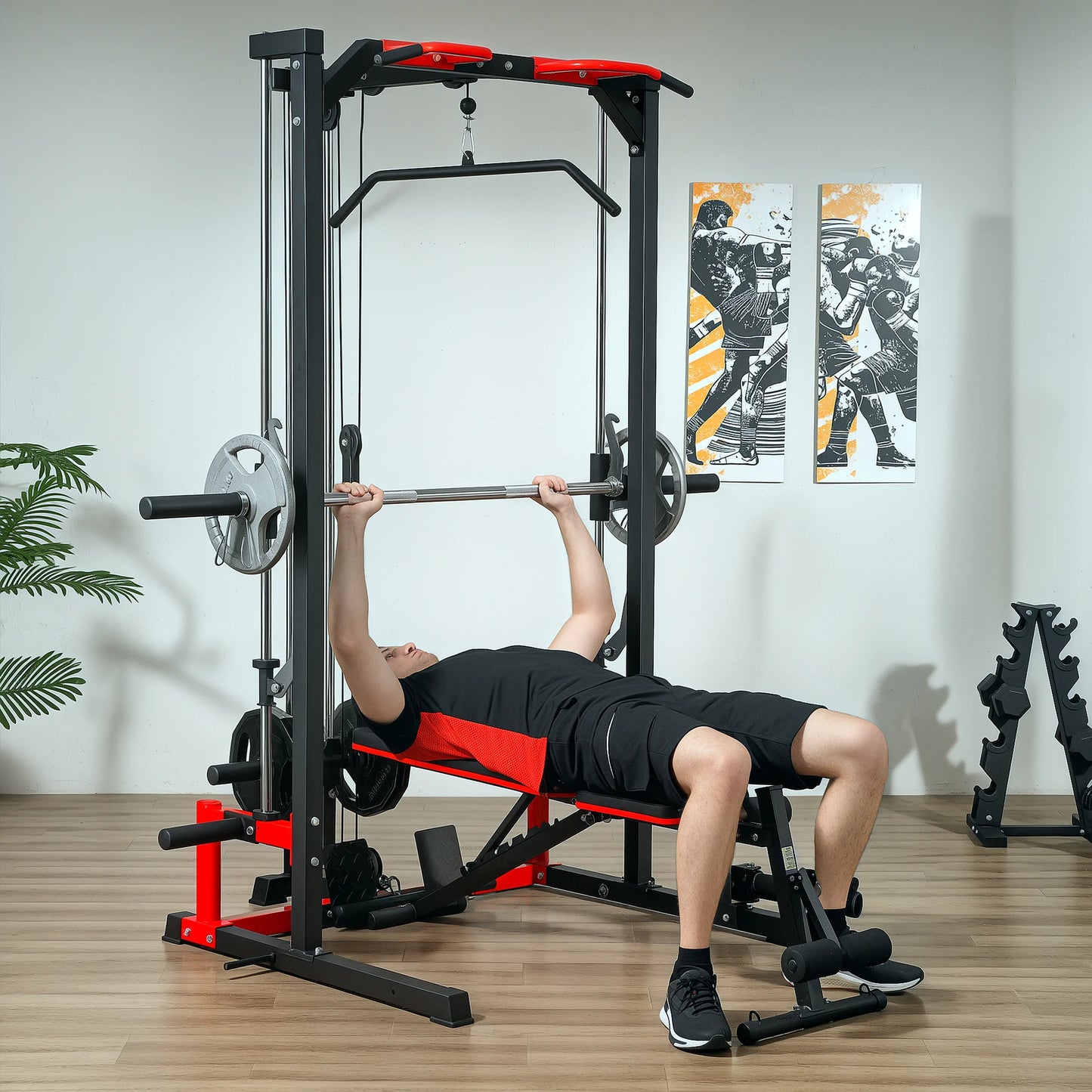 Soozier Smith Machine, Multi-Function Power Cage, Lat Pull Down System