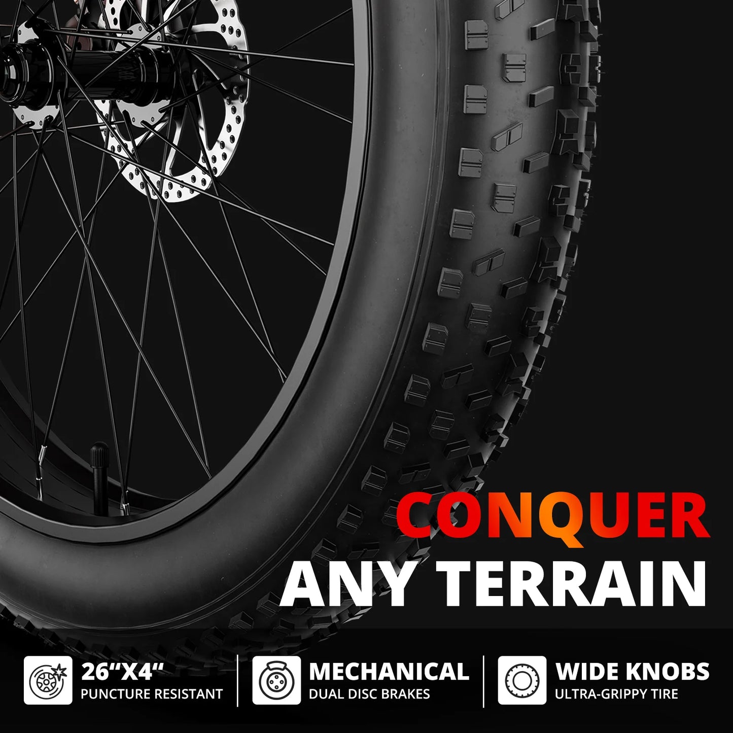 Electric Bike, Adults, 1000W Electric Bicycle 48V 15AH, 26" Fat Tire, 31mph, Dual Shock Absorber