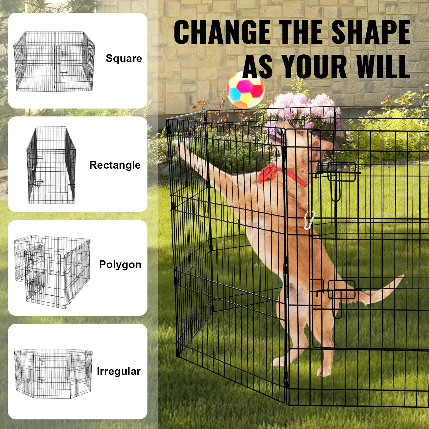 VEVOR Foldable Metal Pet Exercise Pen, Fabric Top Cover