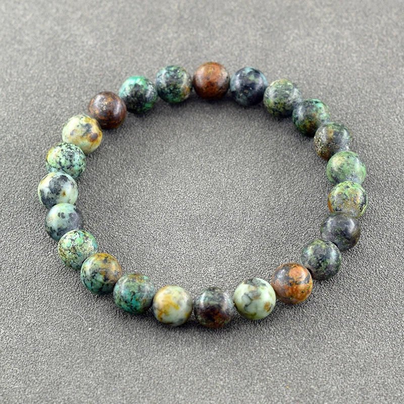 Handmade Real Natural African Stone Beads, Yoga Mala Jewelry, Green Moss Agates Beaded Bracelet