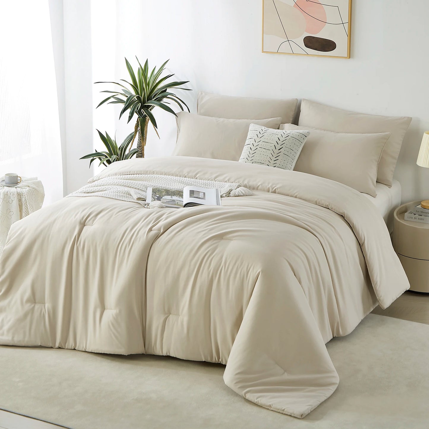 3PCS Solid Color Comforter Set, Soft, Breathable Bedding