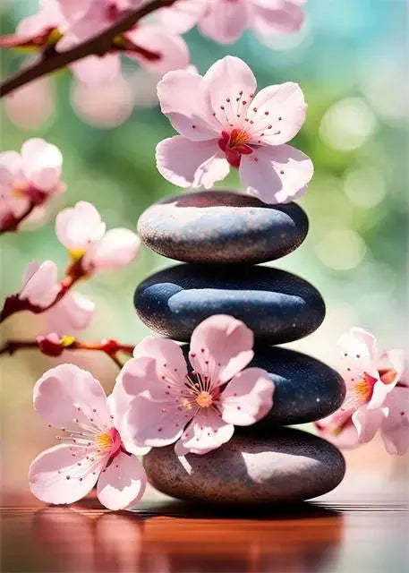 Spa Zen Cherry Blossom, Lily Pink Lotus Canvas, Print Posters, Art for Fitness/Yoga Studio