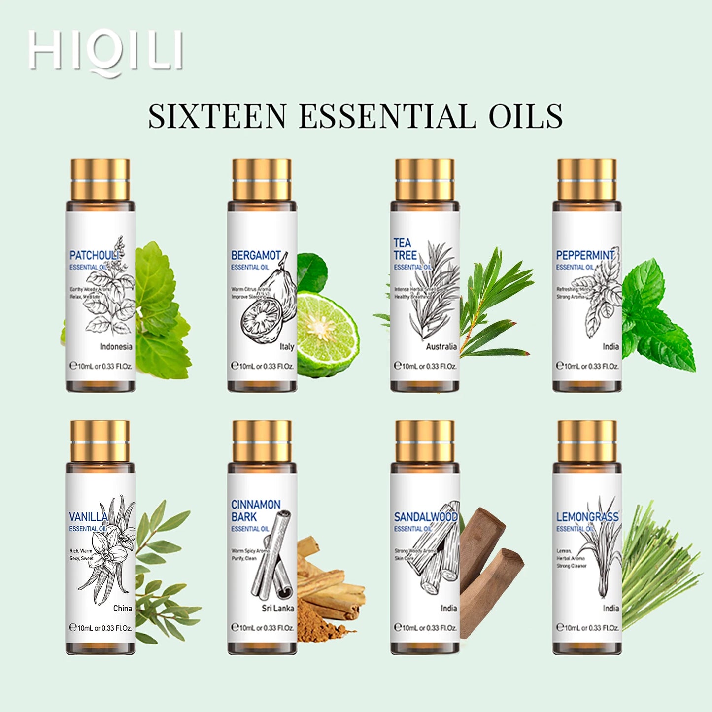 16 PCS 10ML Essential Oils Set, Diffuser, Humidifier