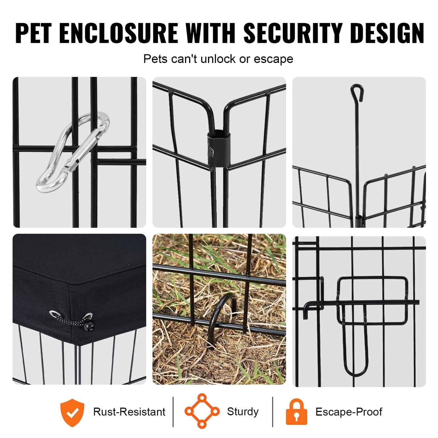 VEVOR Foldable Metal Pet Exercise Pen, Fabric Top Cover