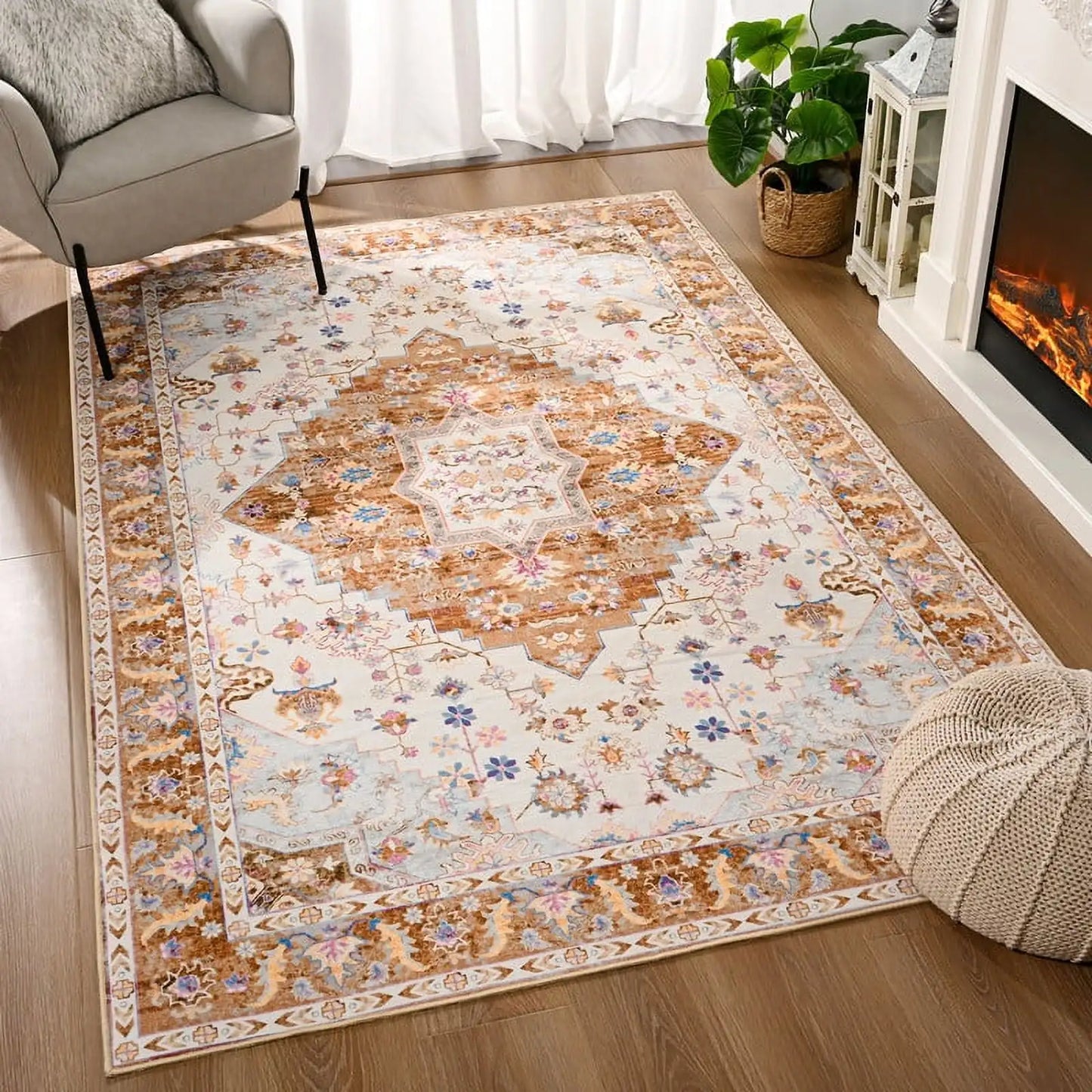 Soft Boho Rug for Living Room, Bedroom, Persian Area Vintage Rugs