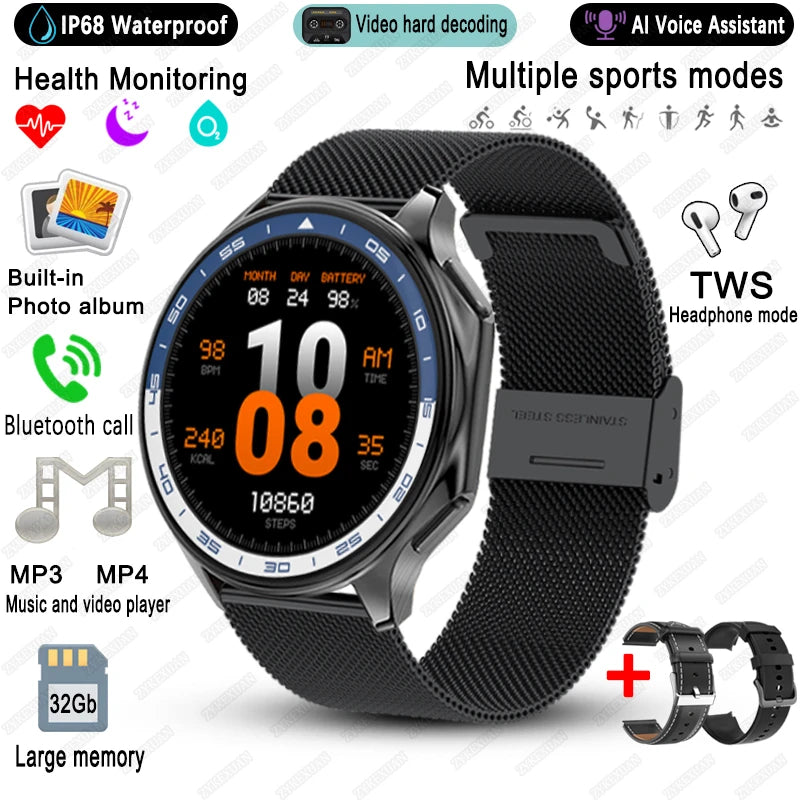 High-End Business Smart Watch, Men ,32Gb Memory, Video Playback, Sports Fitness, Waterproof