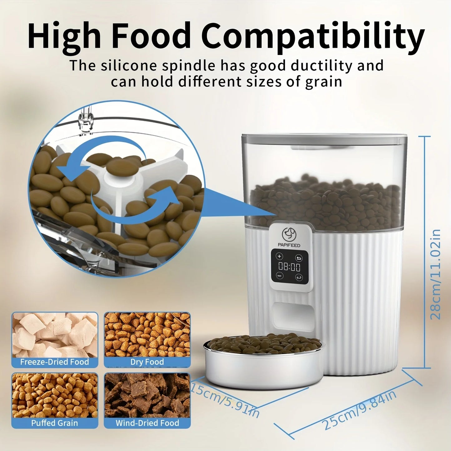 PAPIFEED, Automatic Pet Feeder, Wifi Remote