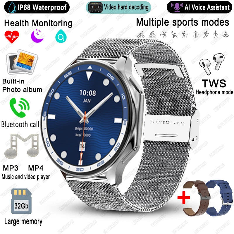 High-End Business Smart Watch, Men ,32Gb Memory, Video Playback, Sports Fitness, Waterproof