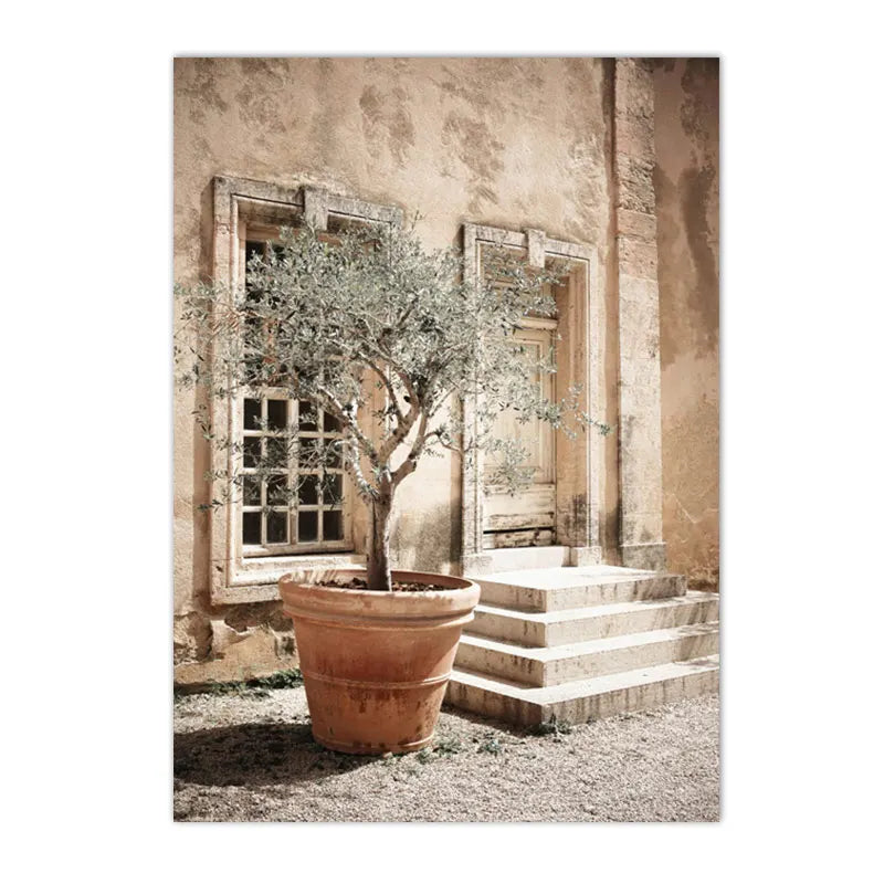 Spanish Italy Puglia Architecture Posters, Canvas Painting, Green Leaves, Indoor Plants, Wall Art Print Pictures