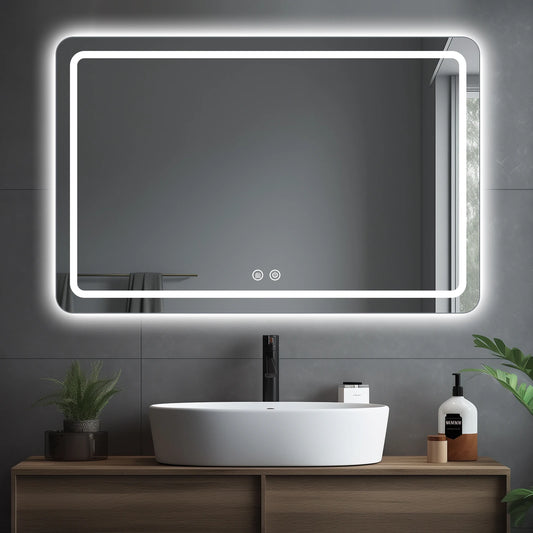 32x40 inch LED Bathroom/Vanity Mirror with Backlit Lights Fogless Wall Mounted with Demister Dimmable