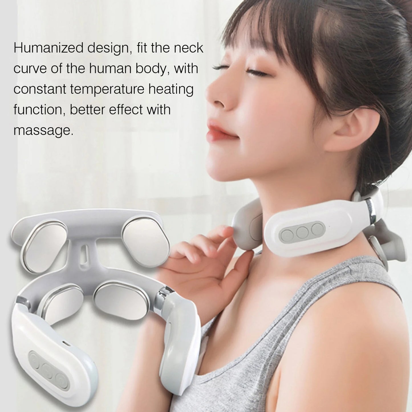 Cervical/Neck Heating Massager, 16 Modes, USB Smart, Pulse Heating, 4 Head Vibrator