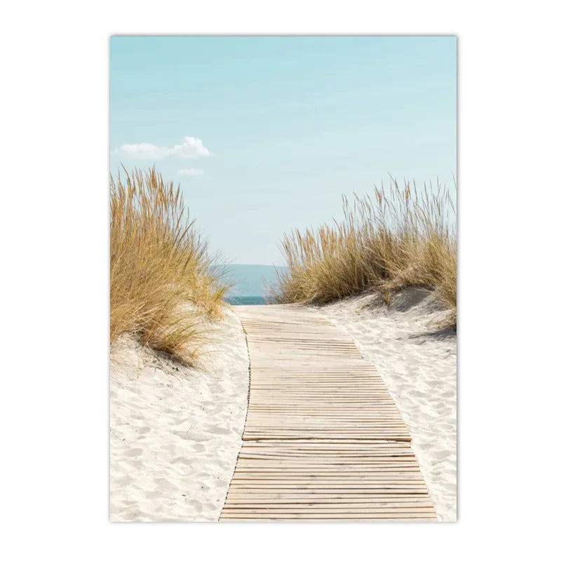 Summer Sea Beach, Coconut Tree, Surfboard Posters And Prints, Seagull Swan Wall Art, Canvas Painting
