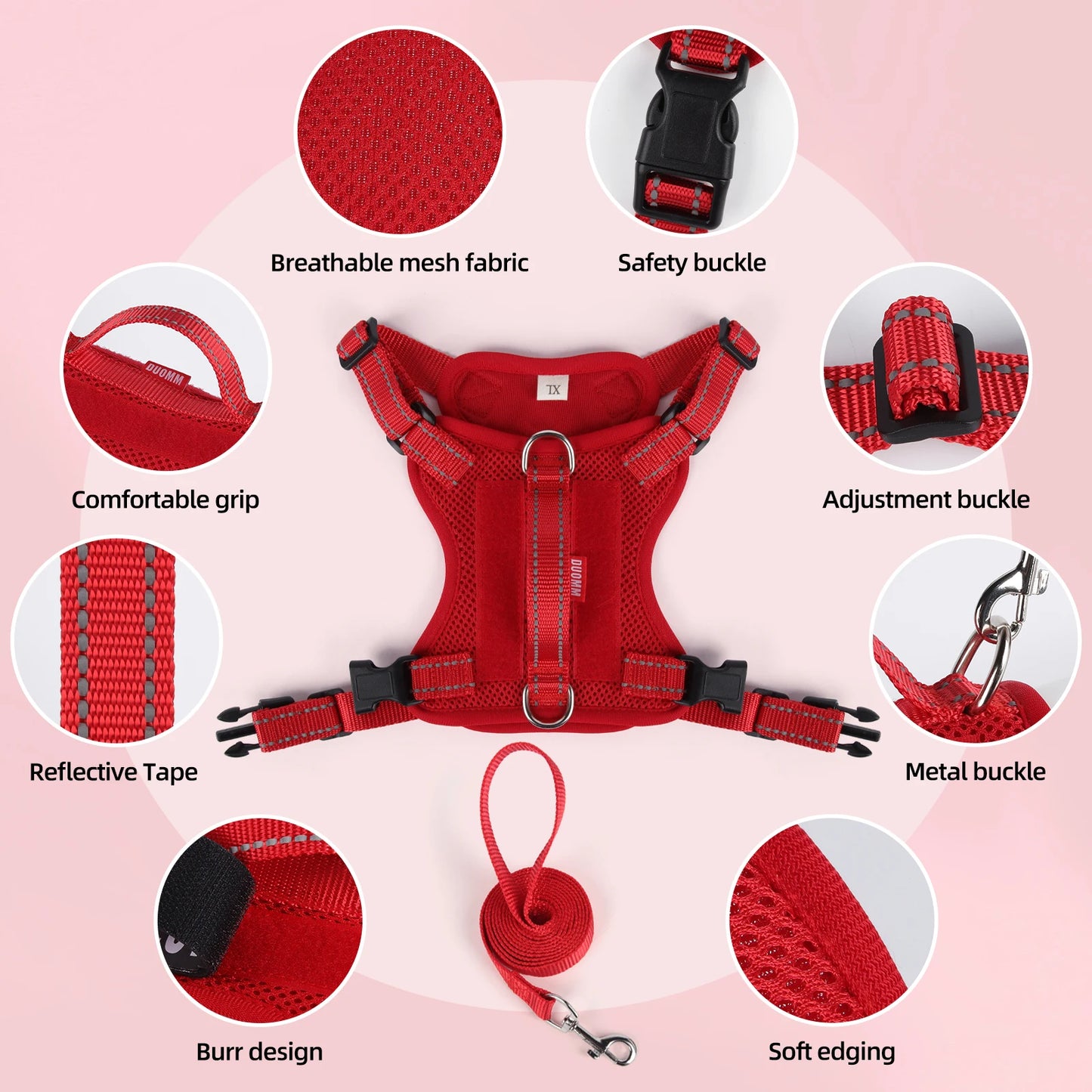 Small/Medium Dog Leash Harness Set, Reflective Vest, Rope Walking Gear