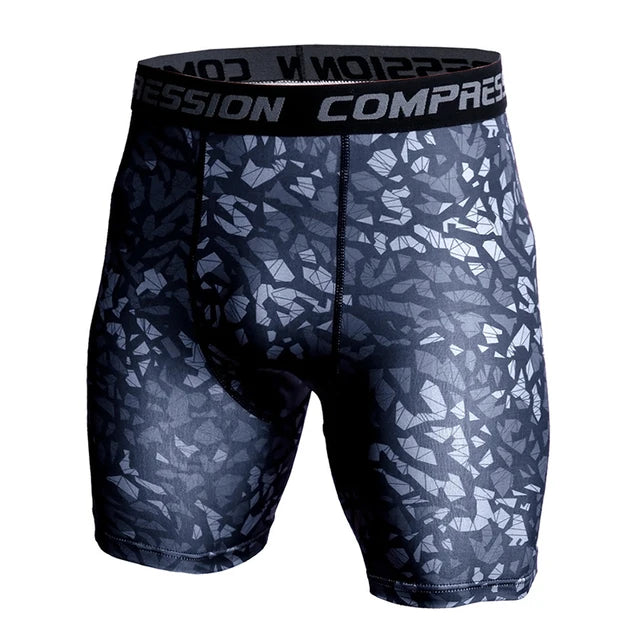 Compression Shorts Men 3D Print Camouflage Bodybuilding Tights Muscle Sport Elastic Running Shorts