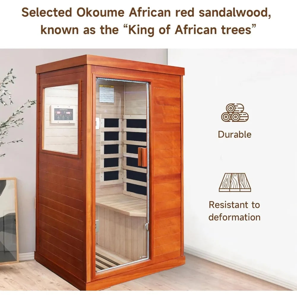 Compact Infrared Sauna Room, Low EMF Heating Panel, Ambient LED Lights, Built-in Speakers