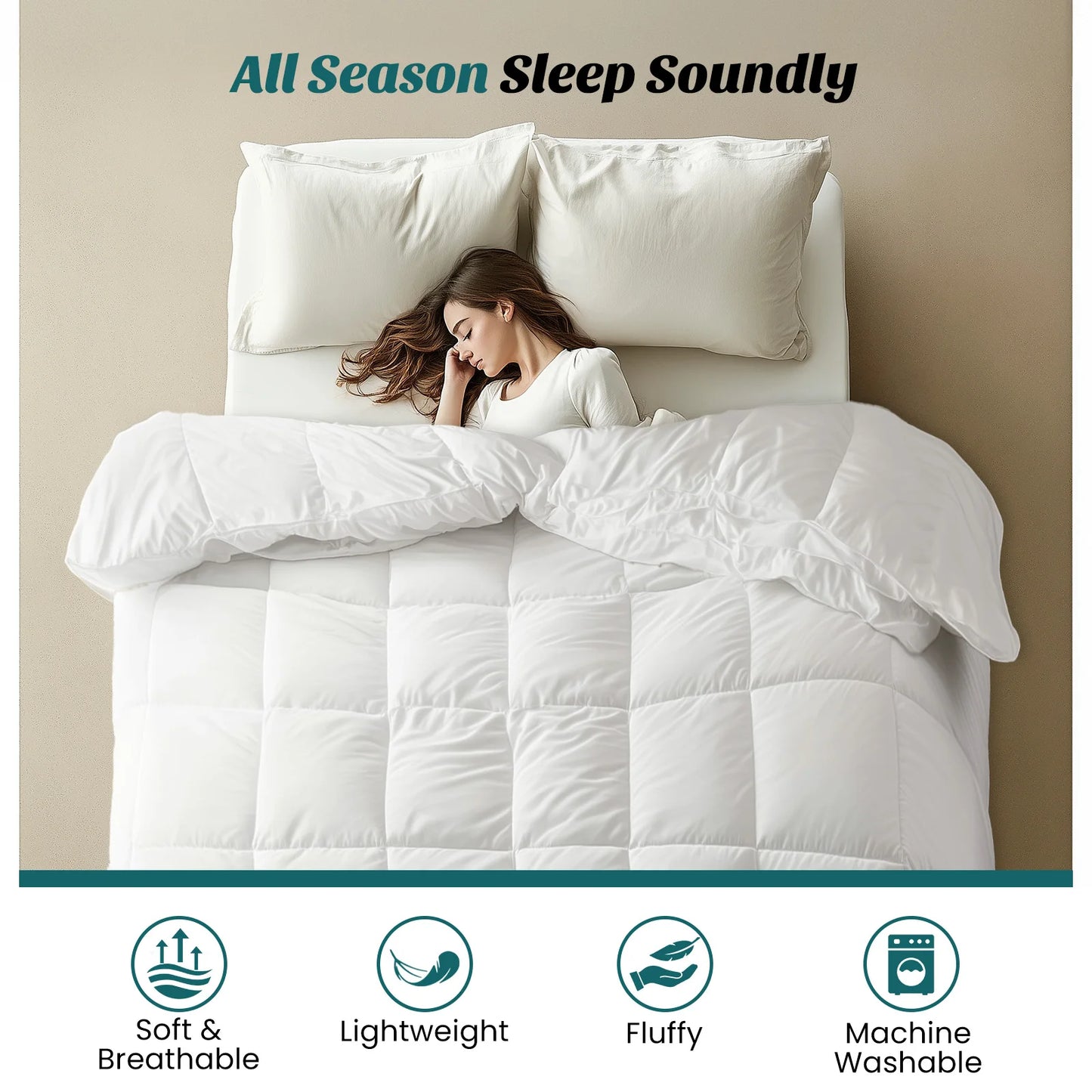 JHK Comforter, Corner Tabs, Box Stitched, Easy To Wash Bedding