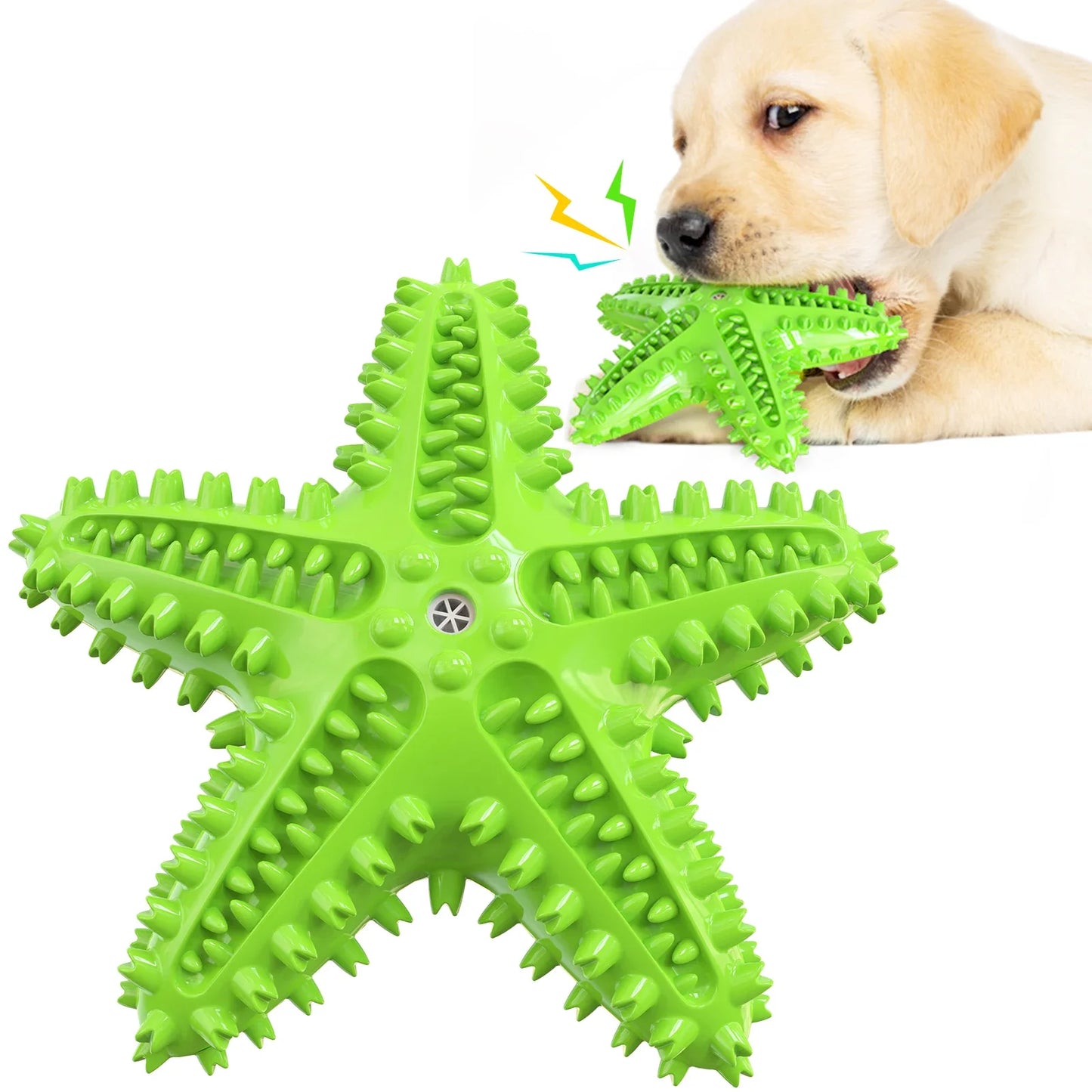 Starfish Squeaky Chew Toys, Small-Large Dog, Indestructible Rubber, Teeth Cleaning