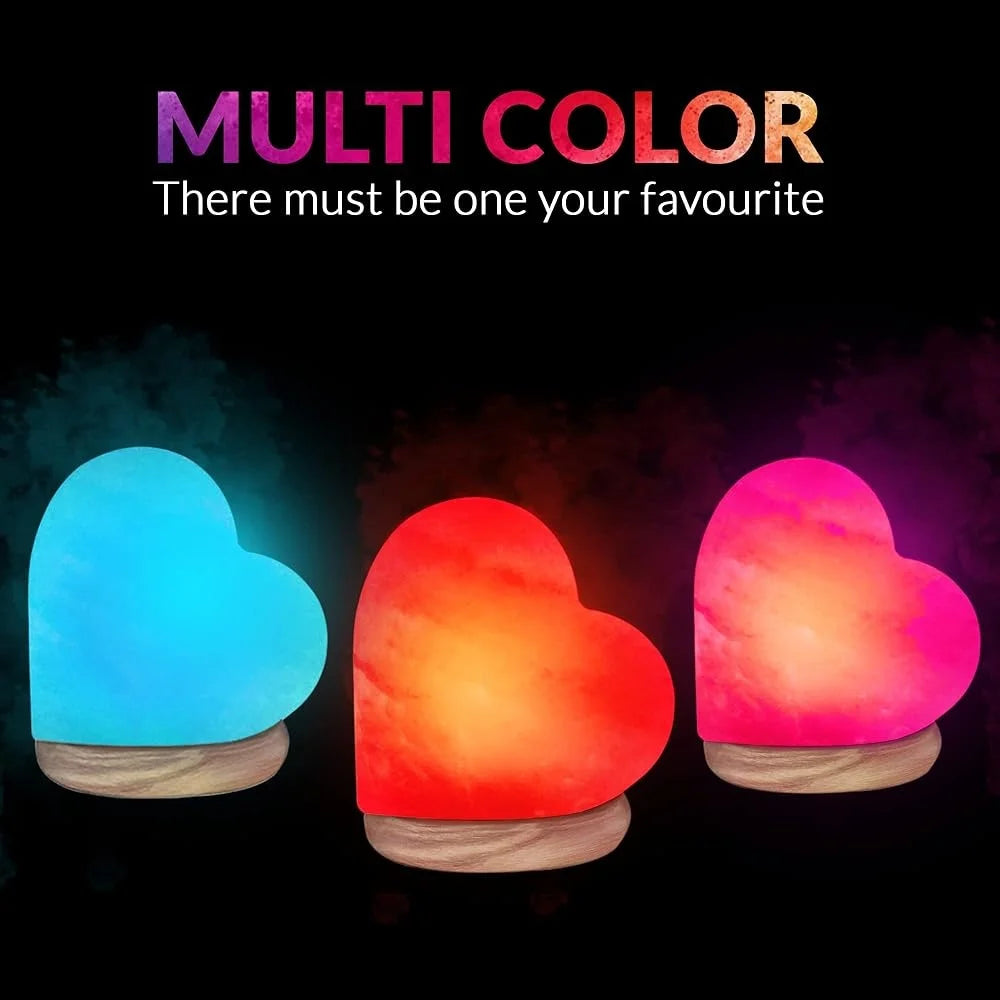 Multicolor USB Himalayan Salt Lamp, Neem Wooden Base, LED Night Light