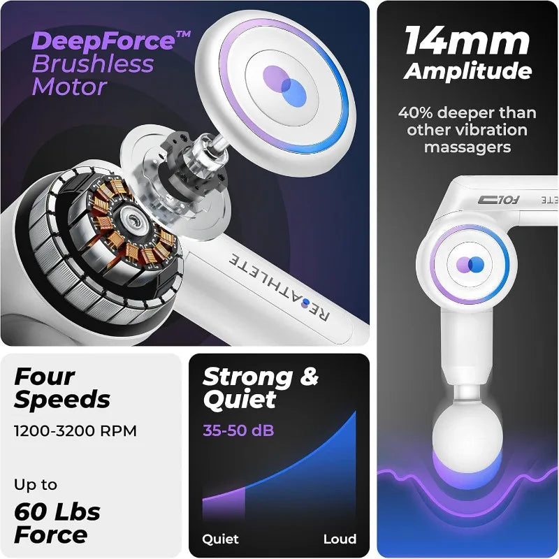 Massage Gun, Foldable Professional Percussion Massager, Portable, Wireless