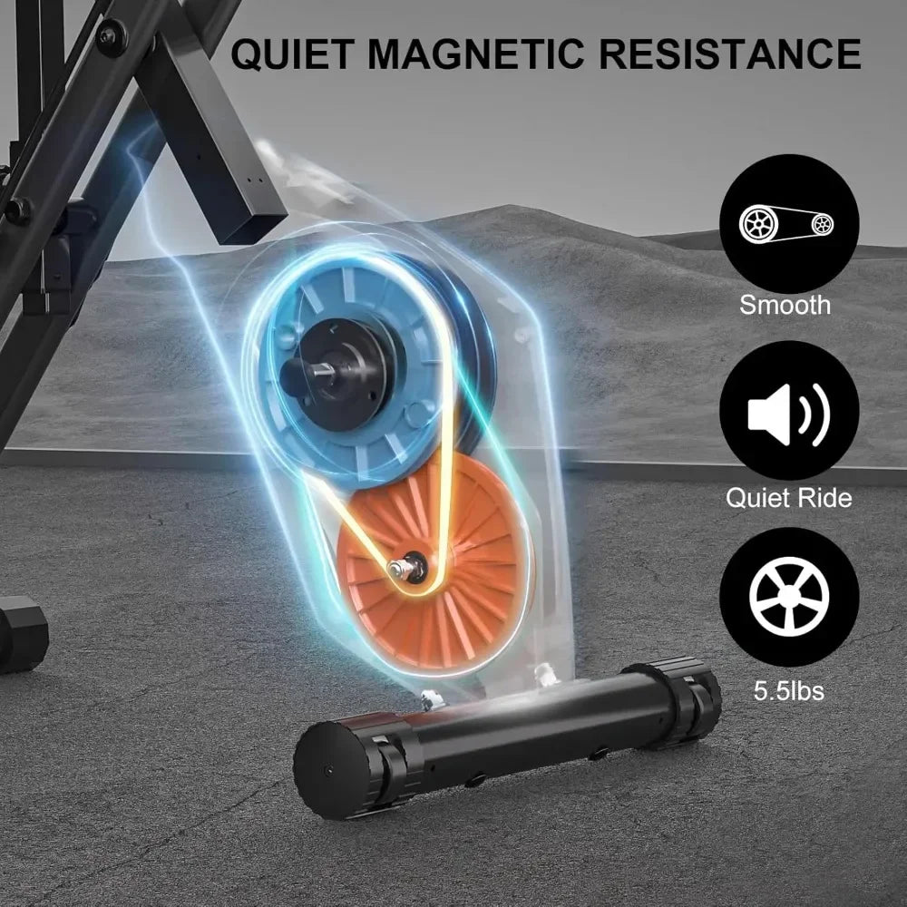 Foldable Exercise Bike, 8 Resistance Levels, Indoor, Heart Rate Sensors, LCD Display, Home Fitness Training