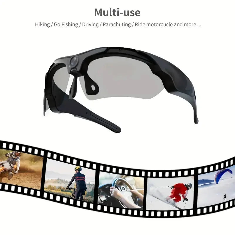 HD 1080P Camera, Outdoor Cycling Glasses, Polarized Lens, Smart Camcorder, Security Protection